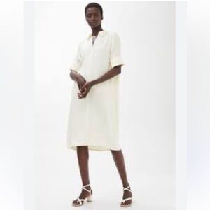 ARKET Ivory Short Sleeve Lightweight Minimalistic Midi Dress with Collar Size 38